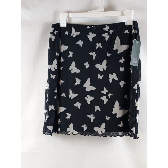 Wild Fable Mini Butterfly Skirt Mesh Black‎ Print S Slim Fit Fun Short Stretchy - Picture 1 of 7